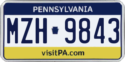 PA license plate MZH9843