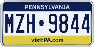 PA license plate MZH9844