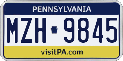 PA license plate MZH9845