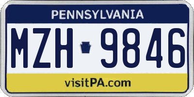 PA license plate MZH9846
