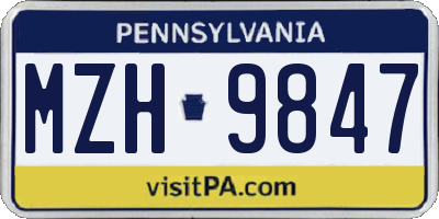 PA license plate MZH9847