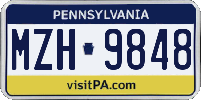 PA license plate MZH9848