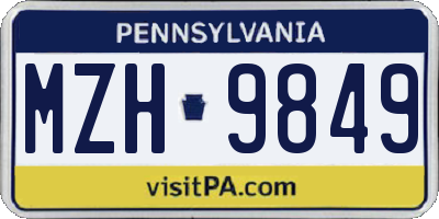 PA license plate MZH9849