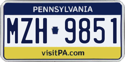 PA license plate MZH9851