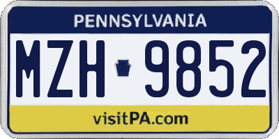 PA license plate MZH9852