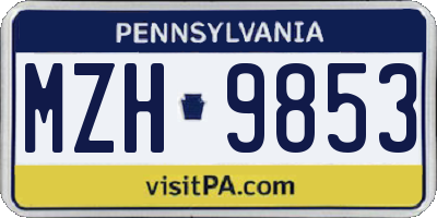PA license plate MZH9853