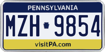 PA license plate MZH9854