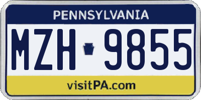 PA license plate MZH9855