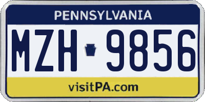 PA license plate MZH9856