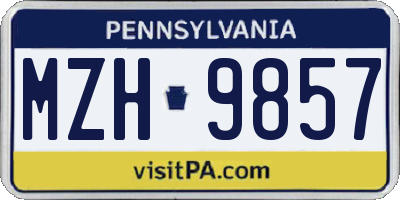 PA license plate MZH9857
