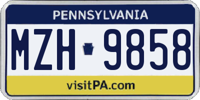 PA license plate MZH9858