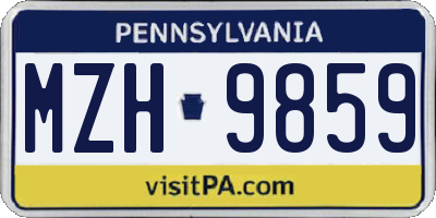 PA license plate MZH9859