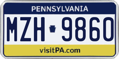 PA license plate MZH9860