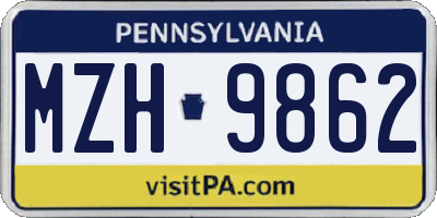 PA license plate MZH9862