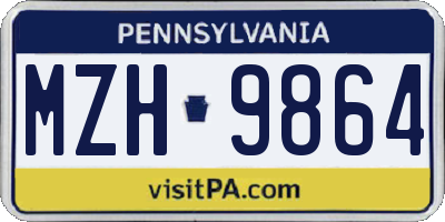 PA license plate MZH9864