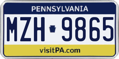 PA license plate MZH9865