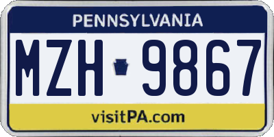 PA license plate MZH9867