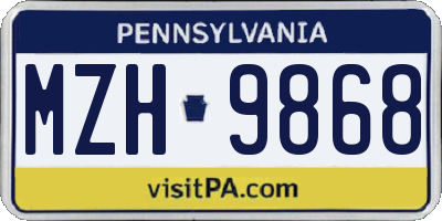 PA license plate MZH9868