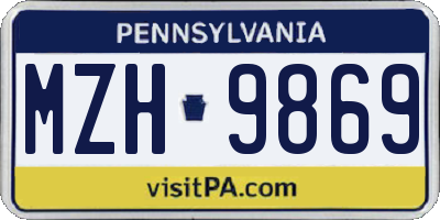 PA license plate MZH9869