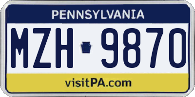 PA license plate MZH9870