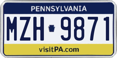 PA license plate MZH9871