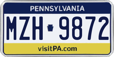 PA license plate MZH9872
