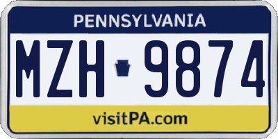 PA license plate MZH9874