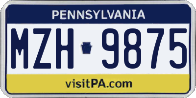 PA license plate MZH9875