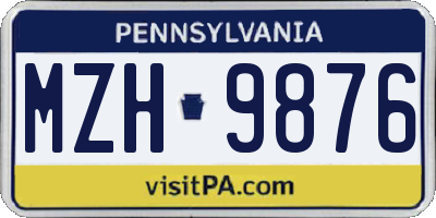 PA license plate MZH9876