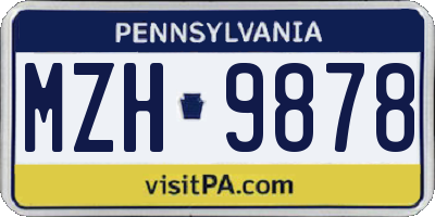 PA license plate MZH9878