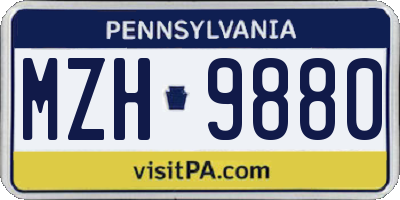 PA license plate MZH9880