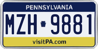 PA license plate MZH9881