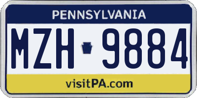PA license plate MZH9884