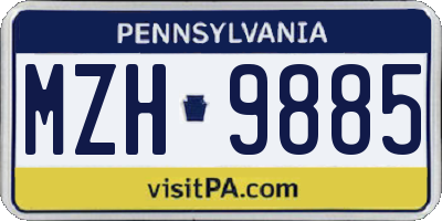 PA license plate MZH9885