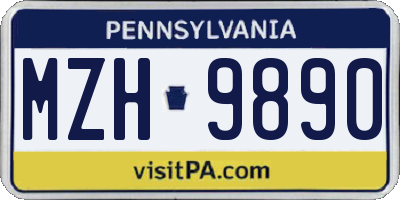 PA license plate MZH9890