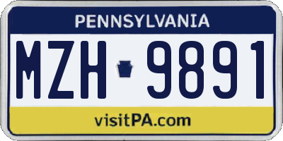 PA license plate MZH9891