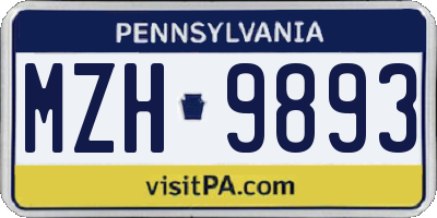PA license plate MZH9893