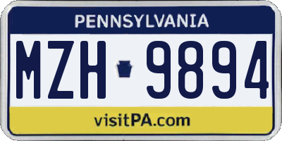 PA license plate MZH9894