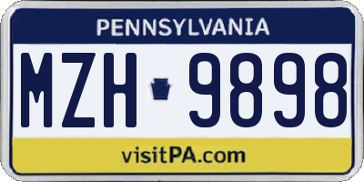 PA license plate MZH9898