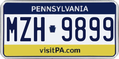 PA license plate MZH9899