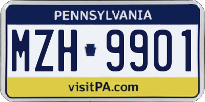 PA license plate MZH9901