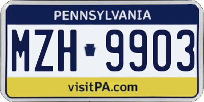 PA license plate MZH9903