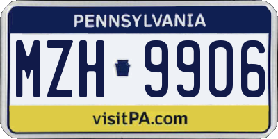 PA license plate MZH9906