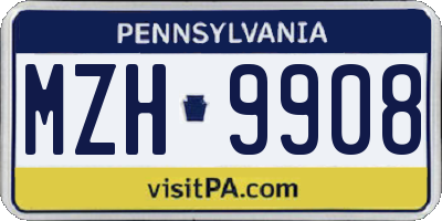 PA license plate MZH9908