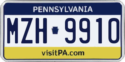 PA license plate MZH9910