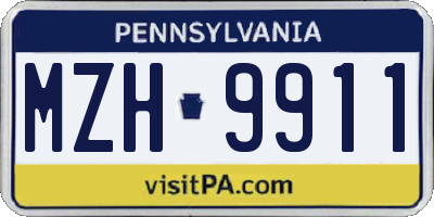 PA license plate MZH9911