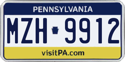 PA license plate MZH9912