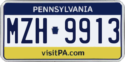 PA license plate MZH9913
