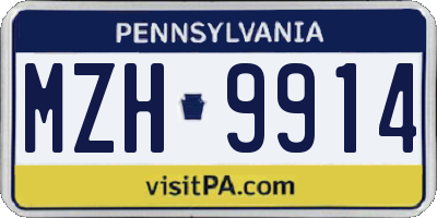 PA license plate MZH9914