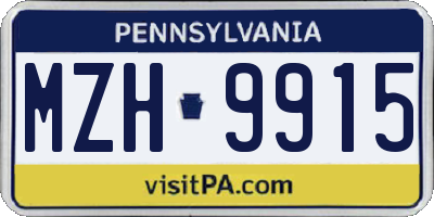 PA license plate MZH9915